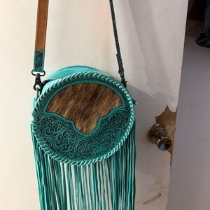 Turquoise Fringe Crossbody Bag